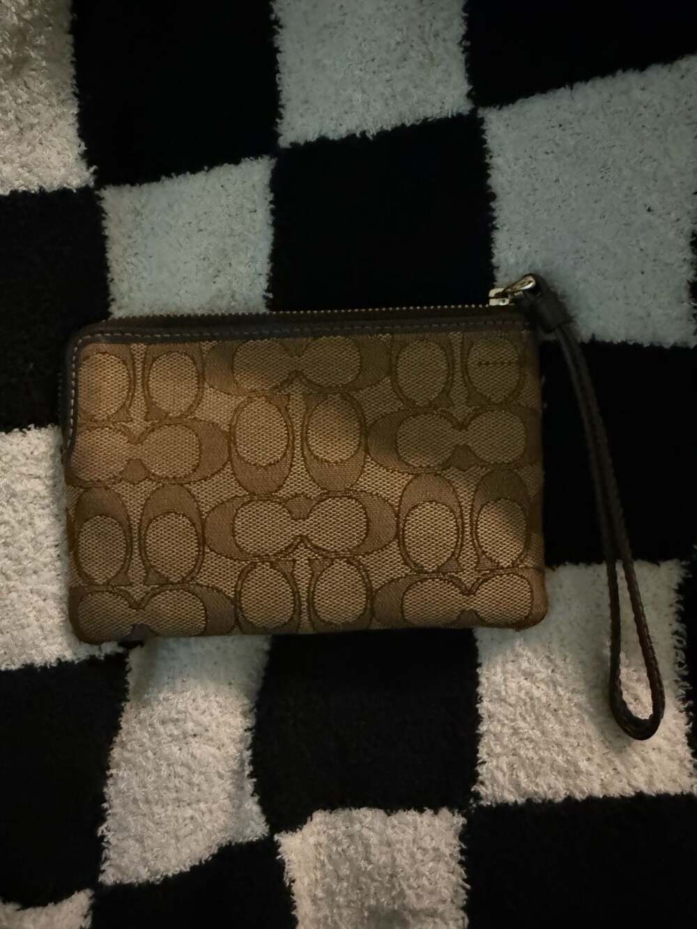 Coach Signature Canvas Small Wristlet in Khaki/Brown - Picture 4 of 5